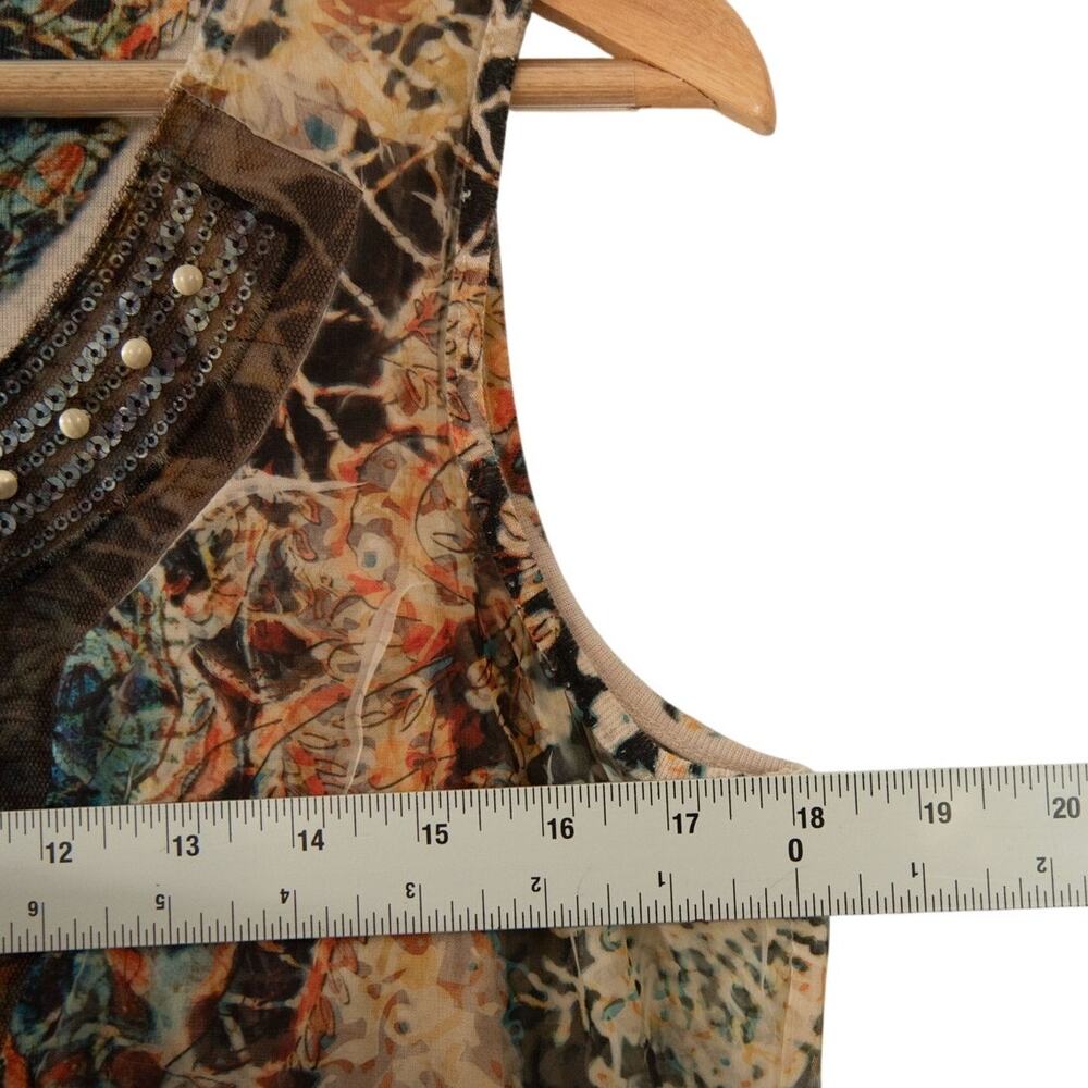 Vintage Dressbarn Tank Top Embellished Sequin Tunic Handkerchief Hem Sz. Small - Picture 9 of 10